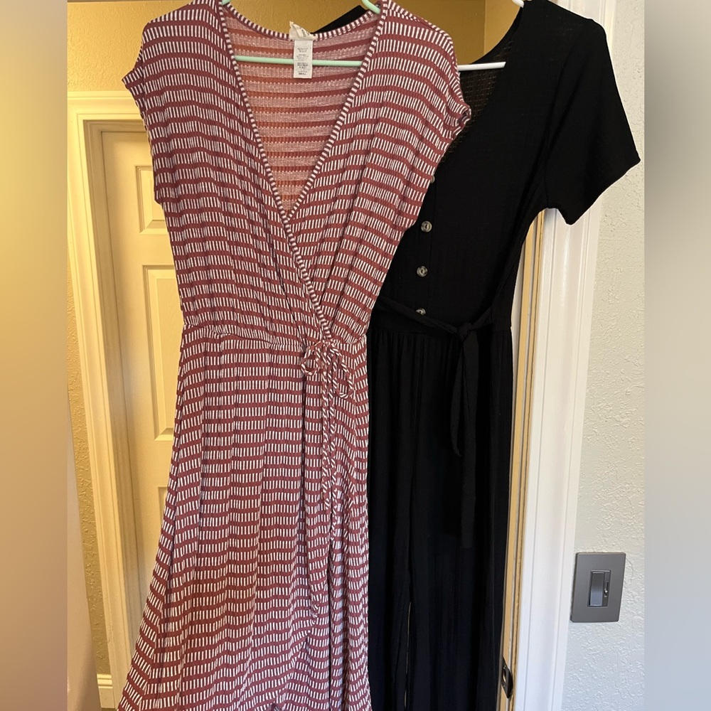 Set of 2 Caution to the Wind Pink and White Dress and Black Jumpsuit Medium